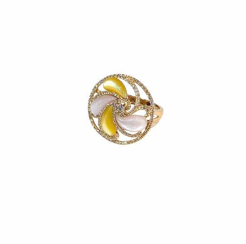 Swirl ring in 18-carat rose gold, jade and diamonds 