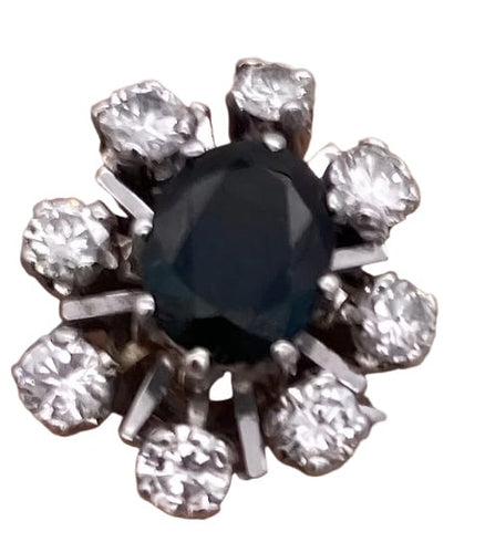 Bague 52 Bague or gris Marquise saphir & diamants 58 Facettes