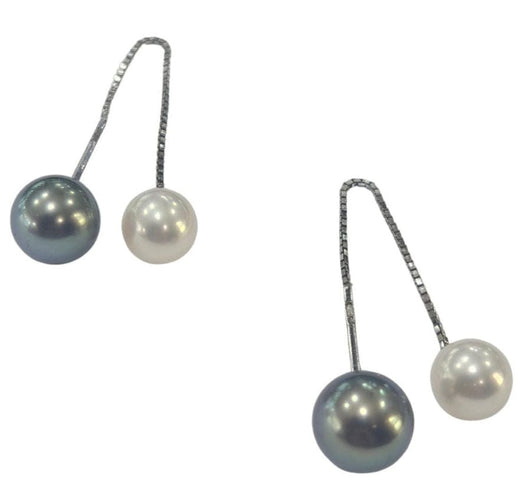Boucles d'oreilles Damiani - Boucles d’oreilles perles de culture noires et blanches en or blanc 18k 58 Facettes E15