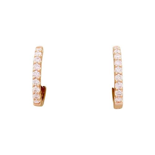 Boucles d'oreilles Paire de petites créoles en or rose, diamants. 58 Facettes 34291