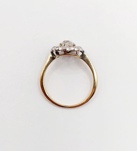 Bague 52.5 Bague marguerite antique or jaune 18k et 1,00 carats diamant taille ancienne (circa 1900) 58 Facettes A05938