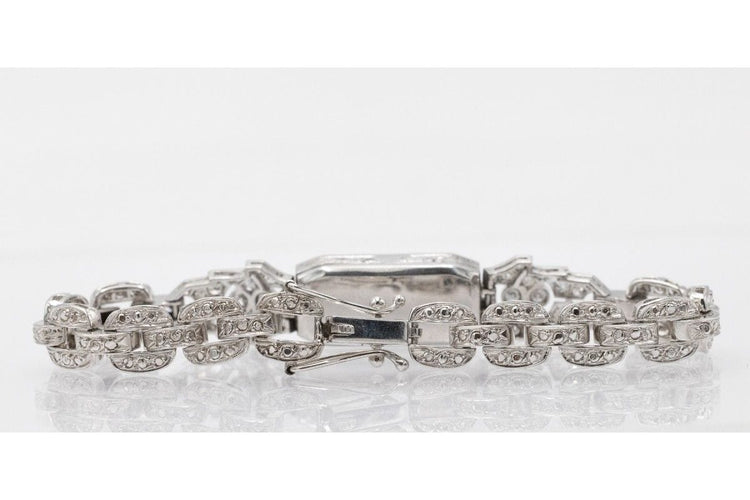 Bracelet Bracelet exclusif en or blanc avec saphir et diamants de style Art Déco 58 Facettes PPK03