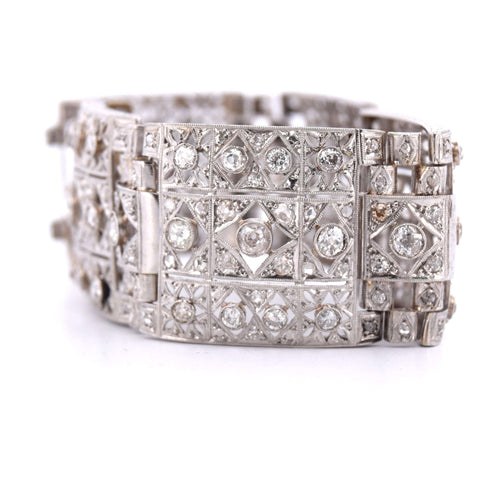 Bracelet Bracelet Antique Deco, en platine avec diamants 58 Facettes