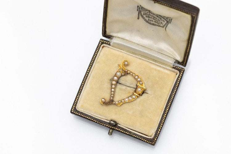 Unique Art Nouveau gold brooch with pearls 58 Facettes 10811