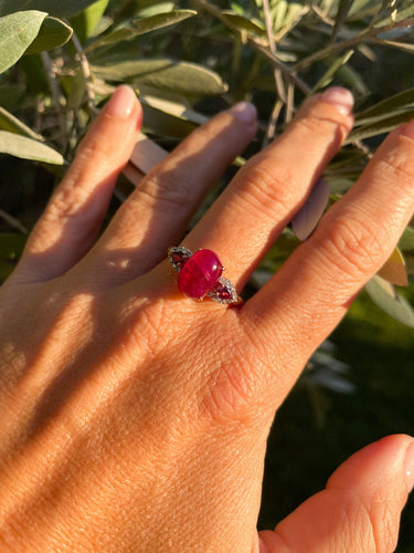 Bague 59 Bague Or rose Rubis Diamants Grenats 58 Facettes