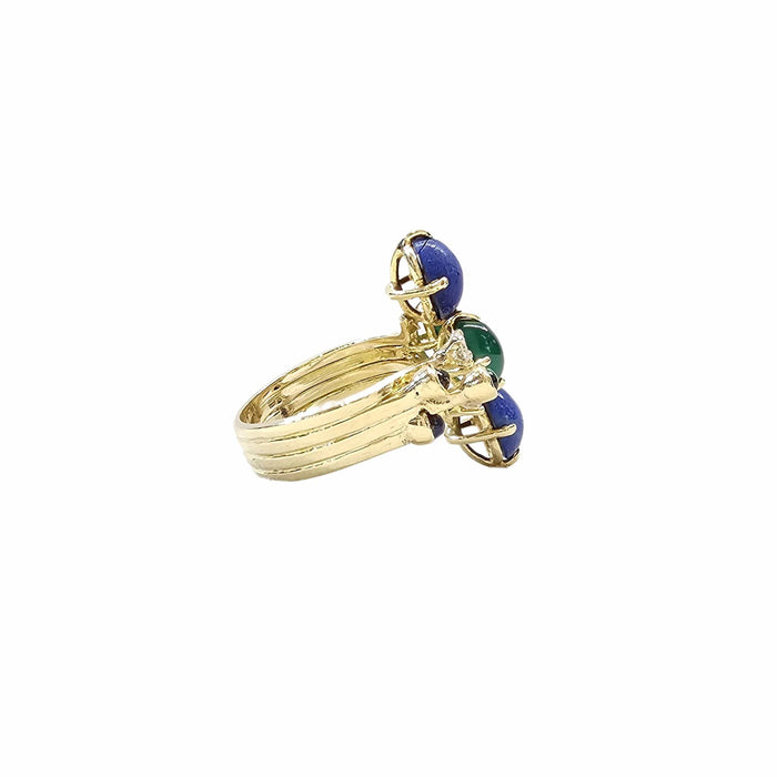 Bague 54 Bague en or jaune lapis lazuli, diamants et chrysoprases 58 Facettes CAE-RI-GRA-YGDLP