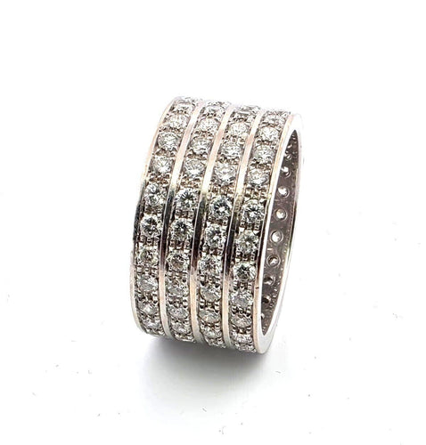 Bague 65 Bague en or blanc massif avec diamants 58 Facettes