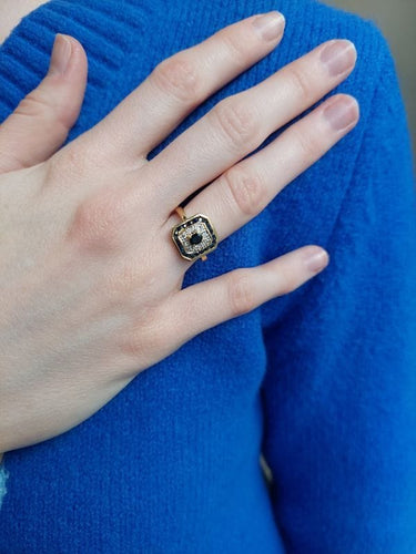 Bague 50 BAGUE STYLE ART DECO SAPHIRS ET DIAMANTS 58 Facettes 083511