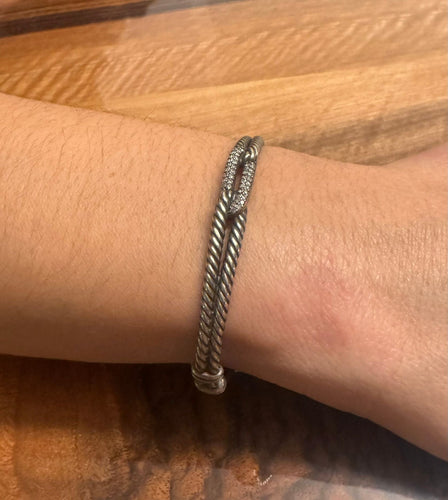 Bracelet David Yurman - Bracelet Argent Et Diamants 58 Facettes