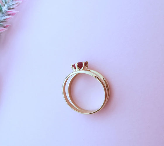 Bague 57.5 Bague Rubis en solitaire Or Jaune 58 Facettes AA 1642