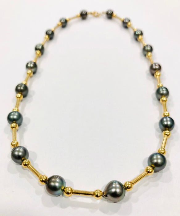 Collar de perlas de Tahití Oro amarillo