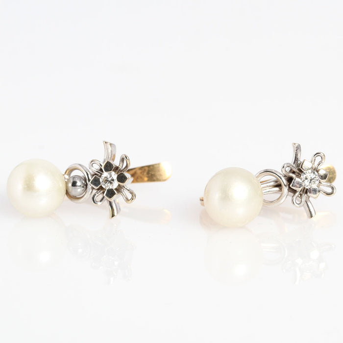 Pendientes Toi & Moi en oro de 18k con perlas y diamantes