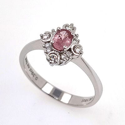 Bague 54 Bague en or blanc avec saphir Padparadscha et diamant 58 Facettes 69044833