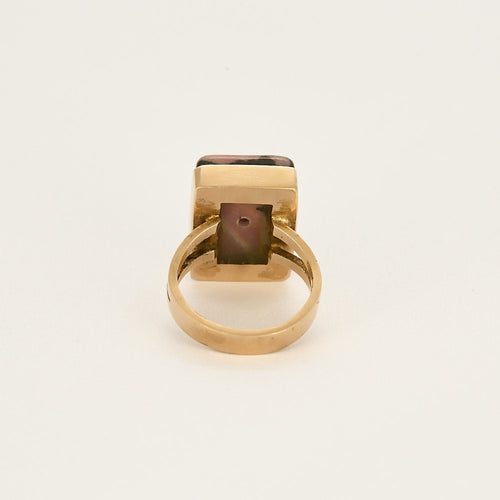 Bague 51 Bague moderniste en or jaune et Rhodonite 58 Facettes SQU3537
