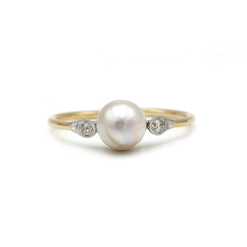 Bague 57.5 Bague - Or, Platine, Perle & Diamants 58 Facettes 250079R