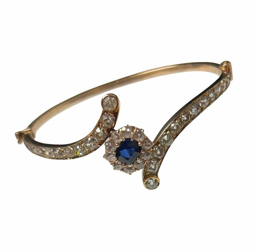 Bracelet Bracelet rigide en or jaune, saphir et diamants 58 Facettes 259060