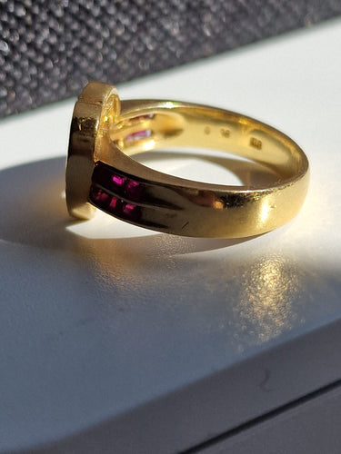 Cartier - Inel inimă din aur galben 18k, diamante și rubine 