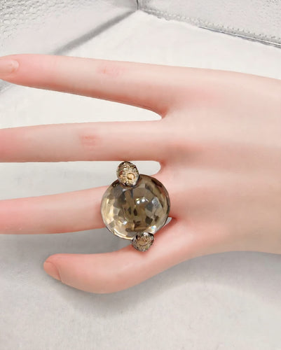 Bague 51 Pomellato - Bague Tango en or rose, quartz fumé et diamants bruns 58 Facettes