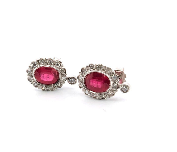 Boucles d'oreilles Boucles d'oreilles en platine avec rubis et diamants 58 Facettes