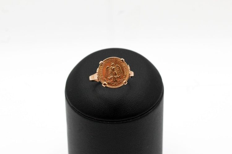 Bague 57 Bague pièce 2 pesos mexicain or jaune 58 Facettes 250356