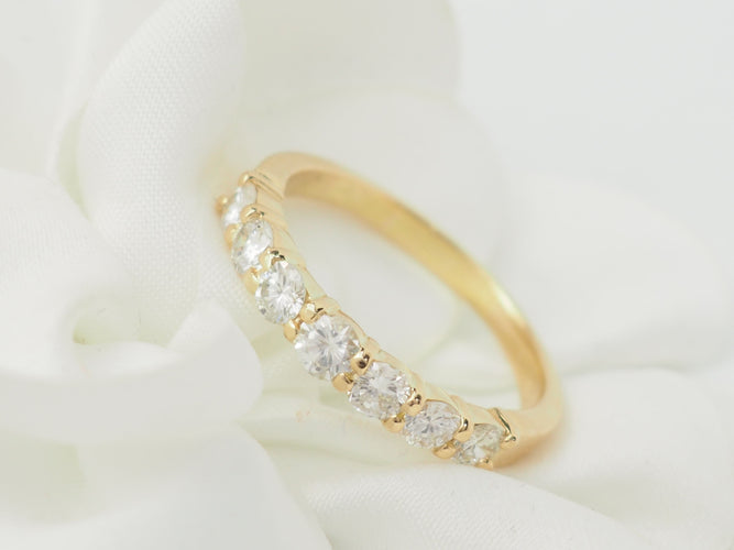 Bague 62 Demi alliance en or jaune et diamants 58 Facettes 33458