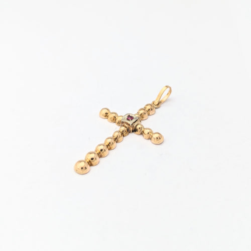 Pendentif Pendentif croix en or jaune et rubis 58 Facettes 30612