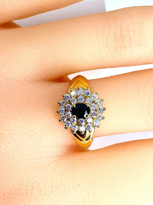 Bague 57 Bague or jaune saphir 26 diamants 58 Facettes AB373