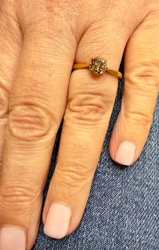 Bague 55.5 Bague ancienne solitaire or et platine diamant brun 58 Facettes