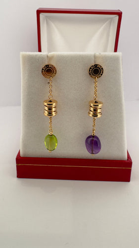 Boucles d'oreilles BULGARI - Boucles d’oreilles B.zero1 or jaune, améthyste, péridot 58 Facettes