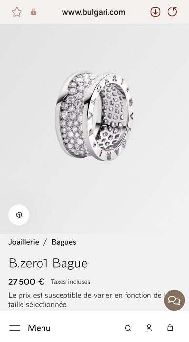 Bague BULGARI - Bague B.Zero1 or blanc diamants 58 Facettes