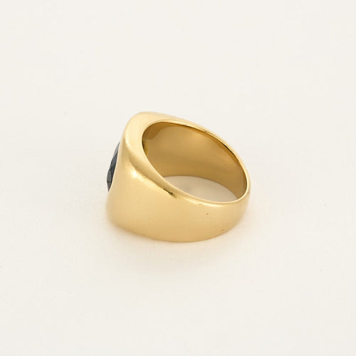 Bague 46 Bague chevalière en or jaune et saphir 58 Facettes MAN1695X3