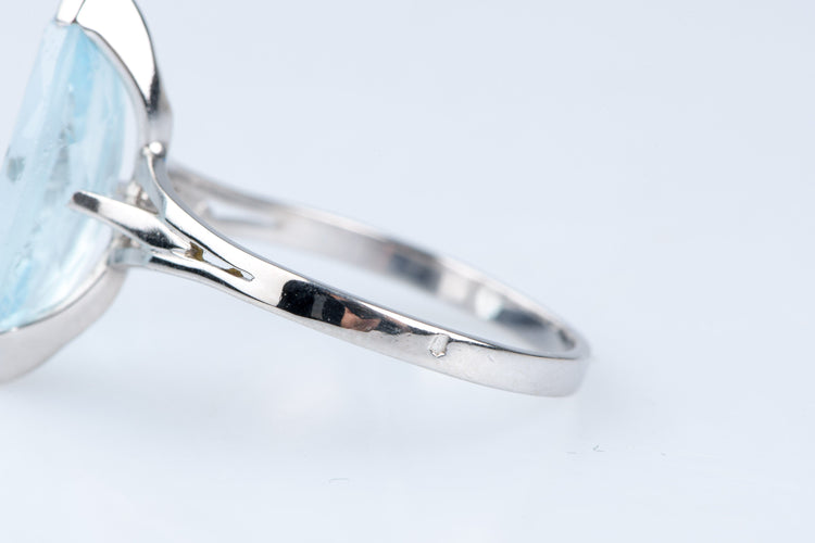 Bague 63 Bague Aigue-Marine 6.43 Carats Or Blanc 18 Carats 58 Facettes BGTOPOC402-107