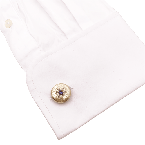 Boutons de col en or jaune, saphirs et diamants. 58 Facettes 34652