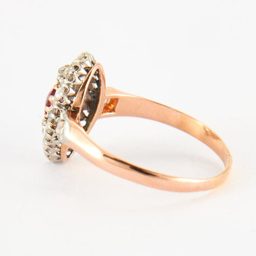 Bague 55 Bague Ancienne Rubis & Diamants 58 Facettes