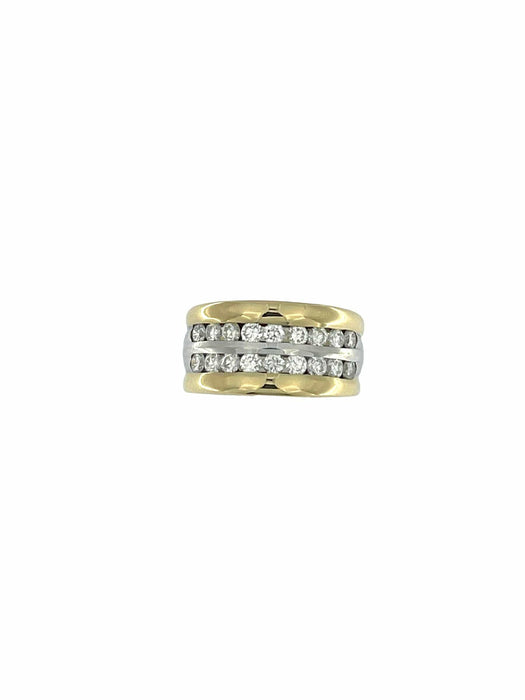 Bague 55.5 Bague en or jaune et blanc diamants certifiée HRD 58 Facettes