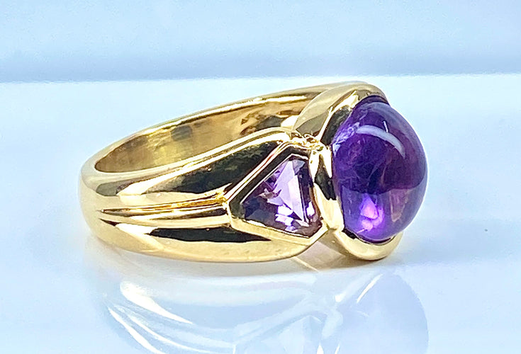 Bague 56 Bague or jaune améthystes 58 Facettes AB445