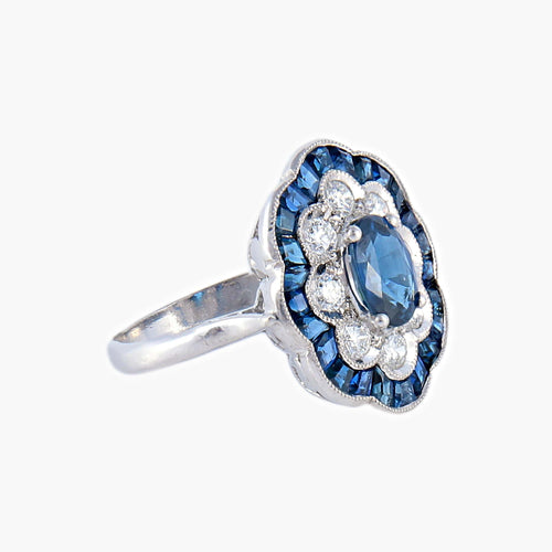 Bague 51 Bague Fleur Saphirs Diamants 58 Facettes AB 214