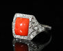 Bague 51 Bague ancienne Art Déco 1930 platine diamants corail 58 Facettes