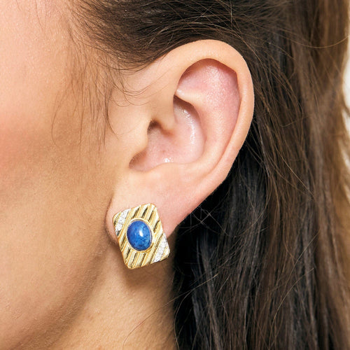 Boucles d'oreilles Boucles d'oreilles or jaune, Lapis Lazuli, Diamants 58 Facettes LP1134