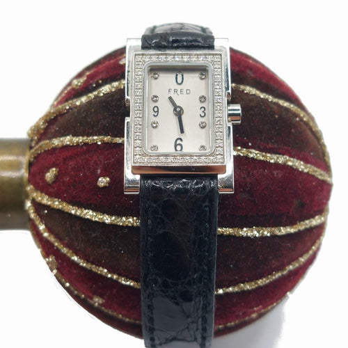 Montre Fred - Montre de dame Ligne 36 en acier et diamants 58 Facettes 208
