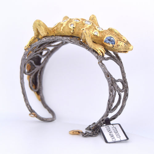 Bracelet Bracciale rigide geco en or 18 kt et diamants, saphirs 58 Facettes BR113