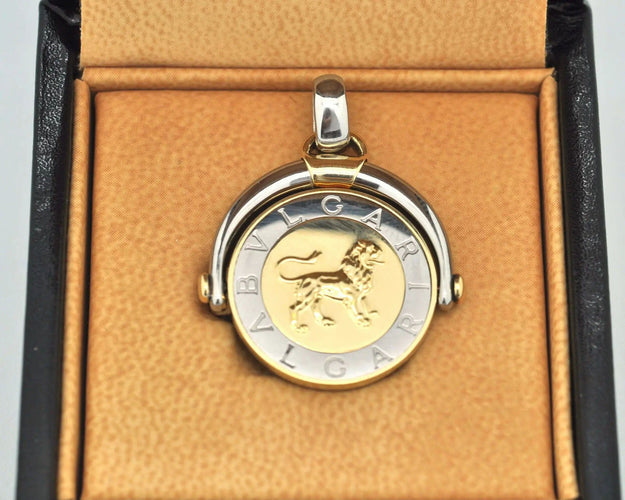 Pendentif Pendentif lion Bulgari en or et acier 58 Facettes 8461