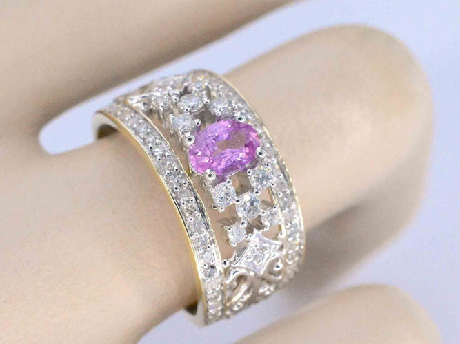 Bague 54 Bague exclusive en or sertie de diamants et d'une pierre précieuse 58 Facettes 2241
