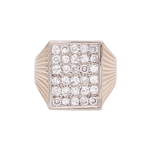 Bague 61 Bague chevalière or jaune, diamants. 58 Facettes 34448