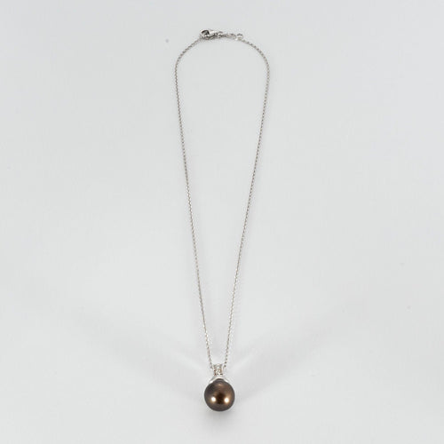 Pendentif pendentif or blanc perle grise diamants 58 Facettes M8643