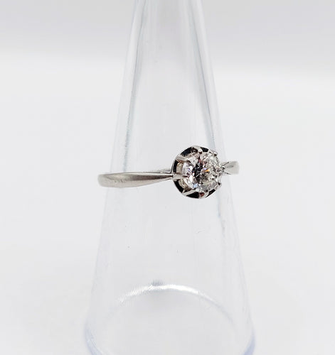 Bague 53 Bague solitaire art deco Platine diamant taille ancienne 0,43 carat (circa 1930) 58 Facettes A06144