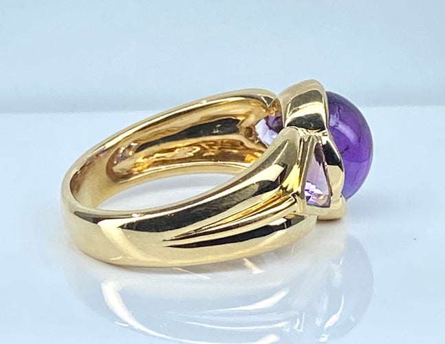 Bague 56 Bague or jaune améthystes 58 Facettes AB445