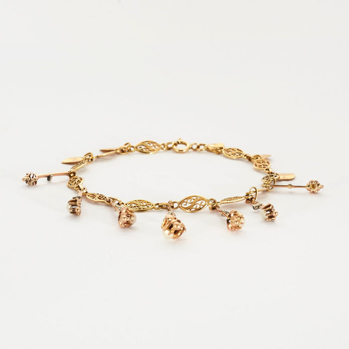 3 gold and pearl bracelet