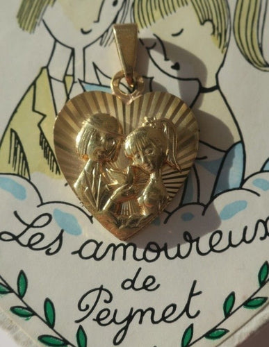 Pendentif PEYNET - pendentif coeur Les Amoureux 58 Facettes