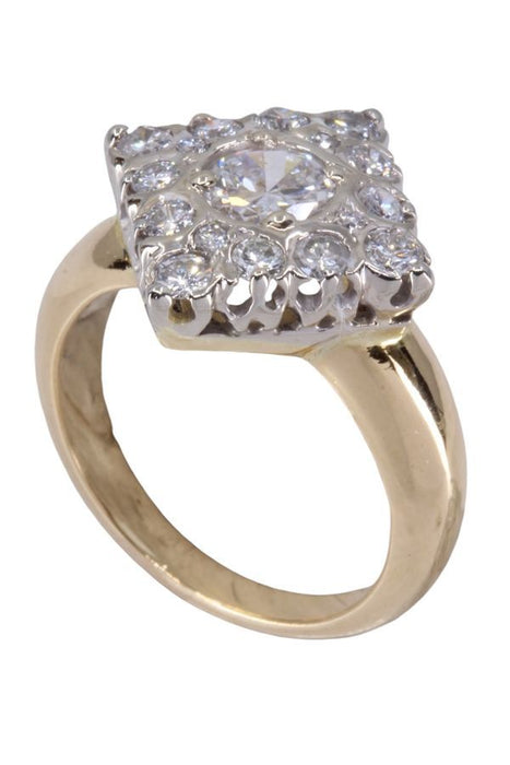 Yellow gold and white diamond ring